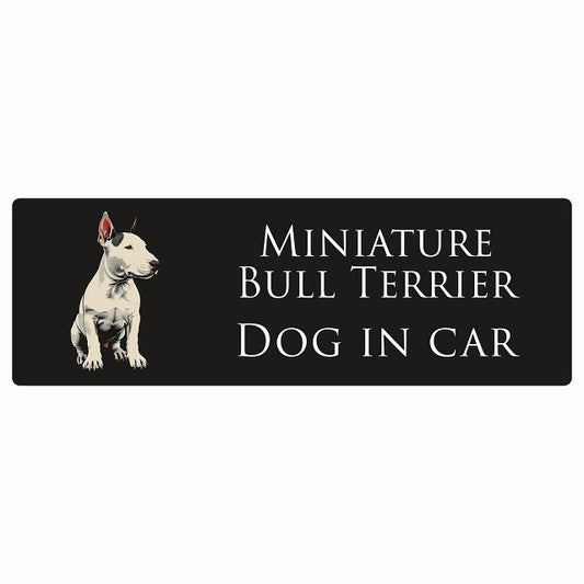 イラスト付 Dog in Car ミニチュアブルテリア Aタイプ ステッカー 長方形 シール カーステッカー