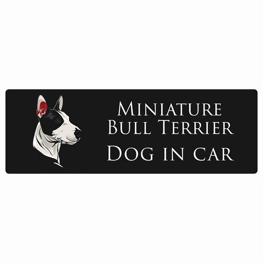 イラスト付 Dog in Car ミニチュアブルテリア Bタイプ ステッカー 長方形 シール カーステッカー