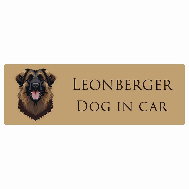 イラスト付 Dog in Car レオンベルガー Aタイプ ステッカー 長方形 シール カーステッカー