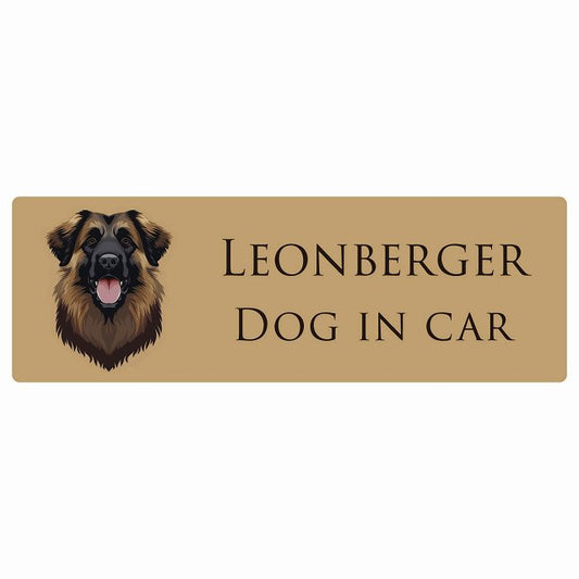 イラスト付 Dog in Car レオンベルガー Aタイプ ステッカー 長方形 シール カーステッカー