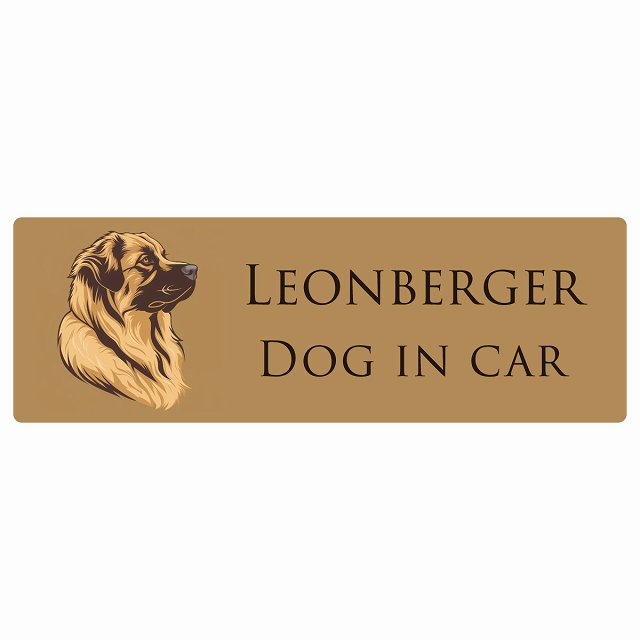 イラスト付 Dog in Car レオンベルガー Bタイプ ステッカー 長方形 シール カーステッカー