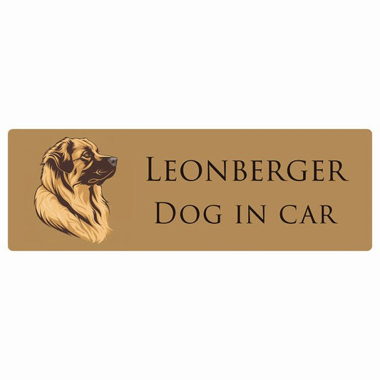 イラスト付 Dog in Car レオンベルガー Bタイプ ステッカー 長方形 シール カーステッカー