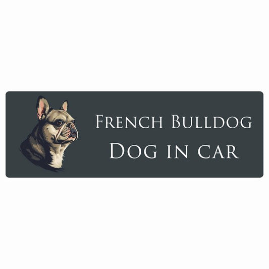 イラスト付 Dog in Car フレンチブルドッグ Bタイプ ステッカー 長方形 シール カーステッカー