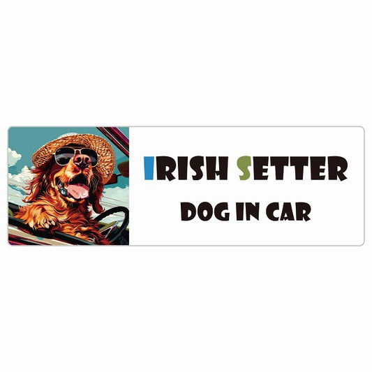 Irish Setter アイリッシュセター 犬 カーステッカー シール DOG IN CAR 海 麦わら帽子 サングラス 夏 長方形