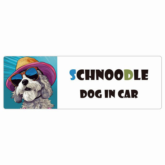 Schnoodle シュナプー 犬 カーステッカー シール DOG IN CAR 海 麦わら帽子 サングラス 夏 長方形