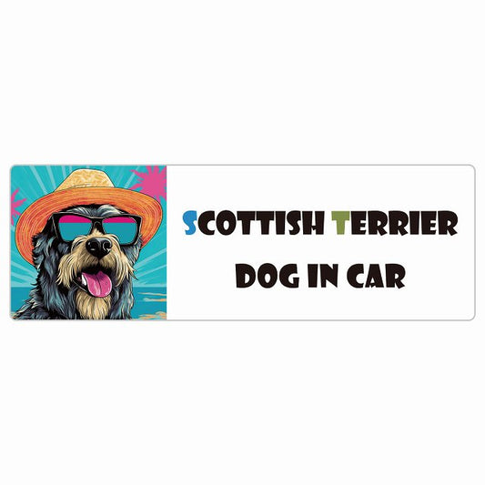 Scottish Terrier スコティッシュテリア 犬 カーステッカー シール DOG IN CAR 海 麦わら帽子 サングラス 夏 長方形