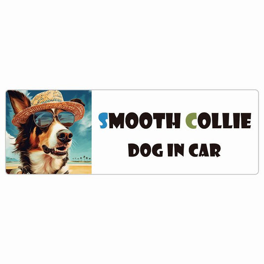 Smooth Collie スムースコリー 犬 カーステッカー シール DOG IN CAR 海 麦わら帽子 サングラス 夏 長方形