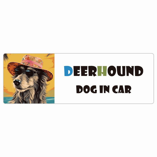 Deerhound ディアハウンド 犬 カーステッカー シール DOG IN CAR 海 麦わら帽子 サングラス 夏 長方形