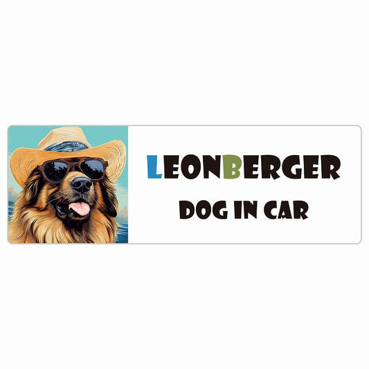 Leonberger レオンベルガー 犬 カーステッカー シール DOG IN CAR 海 麦わら帽子 サングラス 夏 長方形