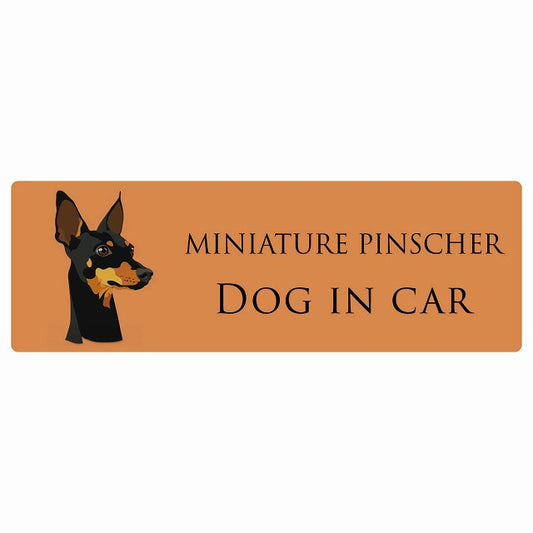 イラスト付 Dog in Car ミニチュアピンシャー Aタイプ ステッカー 長方形 シール カーステッカー
