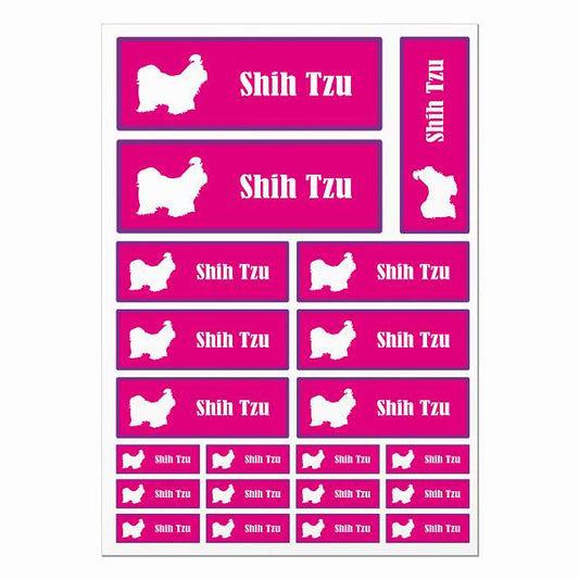 シーズー ピンク＆パープル A4サイズ まとめて詰め合わせ サイズ別 長方形 21枚セット ステッカー シール サインステッカー