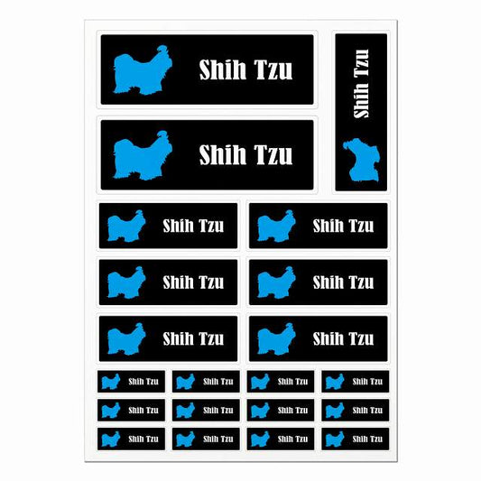 シーズー ブラック＆ホワイト A4サイズ まとめて詰め合わせ サイズ別 長方形 21枚セット ステッカー シール サインステッカー