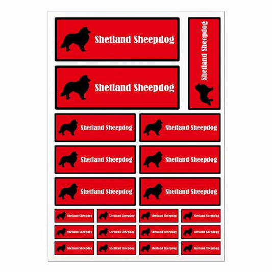シェットランドシープドッグ レッド＆ブラック A4サイズ まとめて詰め合わせ サイズ別 長方形 21枚セット ステッカー シール サインステッカー