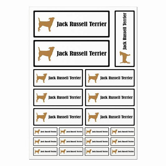 ジャックラッセルテリア ブラック＆ホワイト A4サイズ まとめて詰め合わせ サイズ別 長方形 21枚セット ステッカー シール サインステッカー