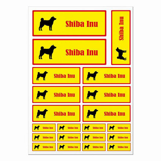 柴犬 イエロー＆レッド A4サイズ まとめて詰め合わせ サイズ別 長方形 21枚セット ステッカー シール サインステッカー