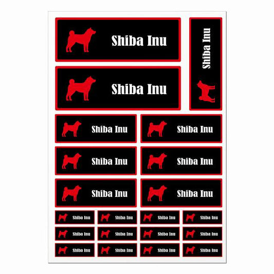 柴犬 ブラック＆レッド A4サイズ まとめて詰め合わせ サイズ別 長方形 21枚セット ステッカー シール サインステッカー