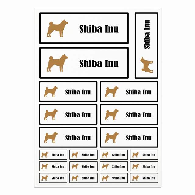 柴犬 ブラック＆ホワイト A4サイズ まとめて詰め合わせ サイズ別 長方形 21枚セット ステッカー シール サインステッカー