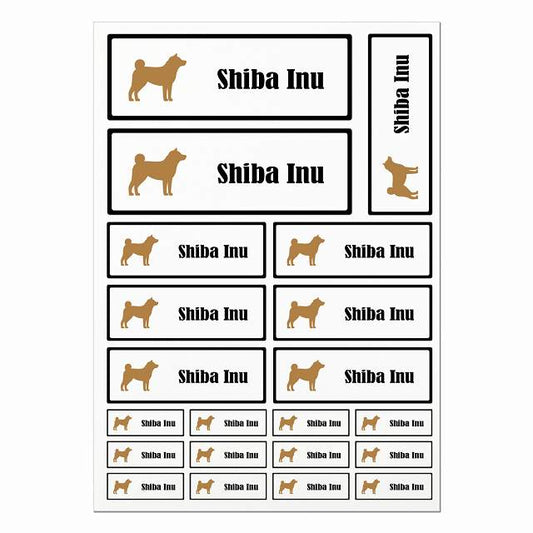 柴犬 ブラック＆ホワイト A4サイズ まとめて詰め合わせ サイズ別 長方形 21枚セット ステッカー シール サインステッカー