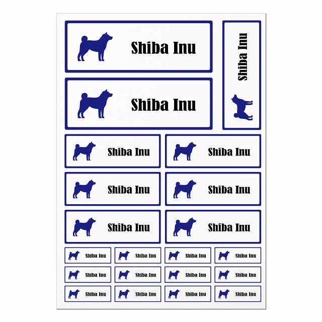 柴犬 ホワイト＆ネイビー A4サイズ まとめて詰め合わせ サイズ別 長方形 21枚セット ステッカー シール サインステッカー