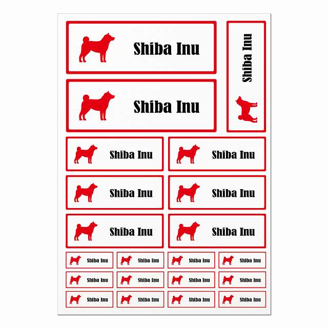 柴犬 ホワイト＆レッド A4サイズ まとめて詰め合わせ サイズ別 長方形 21枚セット ステッカー シール サインステッカー