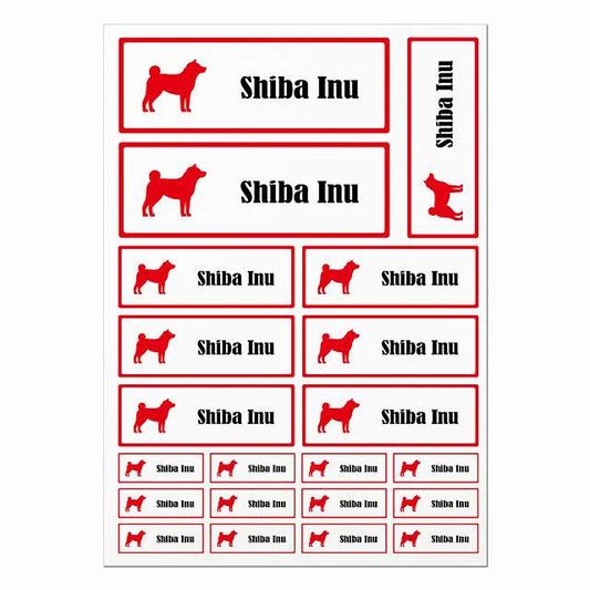 柴犬 ホワイト＆レッド A4サイズ まとめて詰め合わせ サイズ別 長方形 21枚セット ステッカー シール サインステッカー
