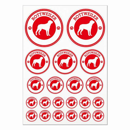 ロットワイラー レッド A4サイズ まとめて詰め合わせ 丸タイプ サイズ別 21枚セット 肉球マーク ステッカー シール サインステッカー