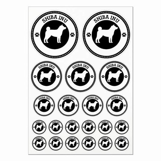 柴犬 ブラック A4サイズ まとめて詰め合わせ 丸タイプ サイズ別 21枚セット 肉球マーク ステッカー シール サインステッカー