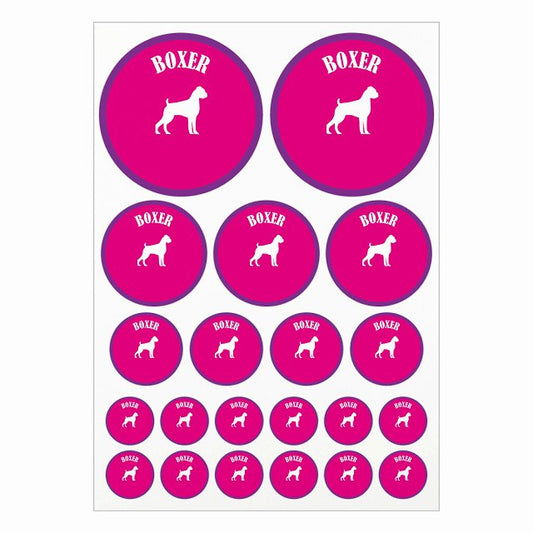 カラフル ボクサー ピンク＆パープル A4サイズ まとめて詰め合わせ サイズ別 丸型 21枚セット ステッカー シール サインステッカー