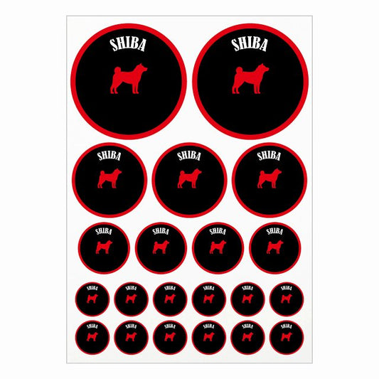 カラフル 柴犬 ブラック＆レッド A4サイズ まとめて詰め合わせ サイズ別 丸型 21枚セット ステッカー シール サインステッカー