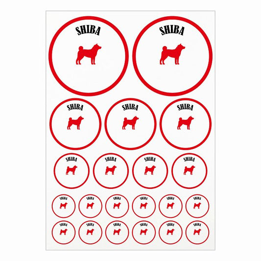 カラフル 柴犬 ホワイト＆レッド A4サイズ まとめて詰め合わせ サイズ別 丸型 21枚セット ステッカー シール サインステッカー
