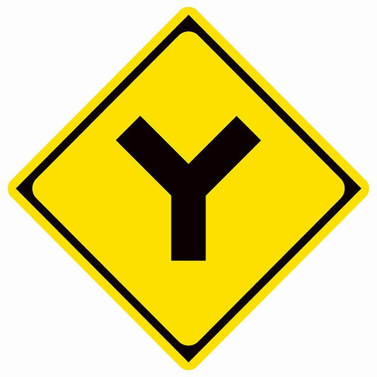 道路標識 Y形道路交差点あり ステッカー