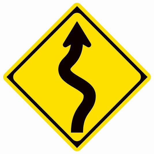 道路標識 右つづら折りあり ステッカー