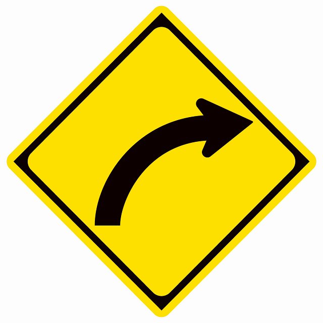 道路標識 右方屈曲あり ステッカー