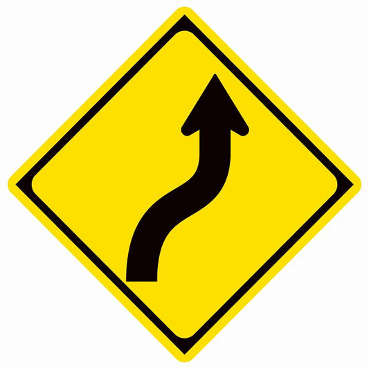 道路標識 右方背向屈曲あり ステッカー