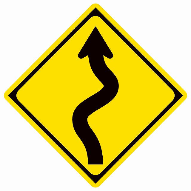 道路標識 左つづら折りあり ステッカー