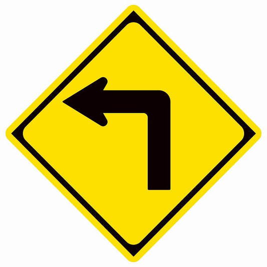 道路標識 左方屈折あり ステッカー