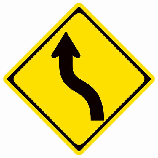 道路標識 左方背向屈曲あり ステッカー