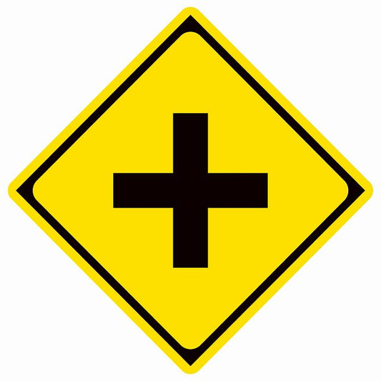 道路標識 十字道路交差点あり ステッカー