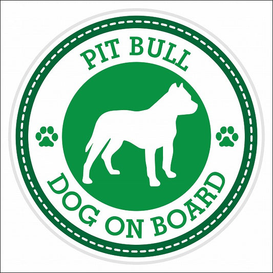Dog on board PIT BULL ピットブル グリーン 肉球マーク 直径13cm 丸型 シール カーステッカー