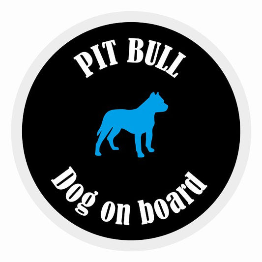 Dog on board カラフル ピットブル ブラック＆ホワイト 直径13cm 丸型 シール カーステッカー