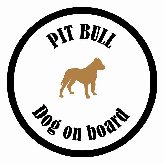 Dog on board カラフル ピットブル ホワイト＆ブラック 直径13cm 丸型 シール カーステッカー