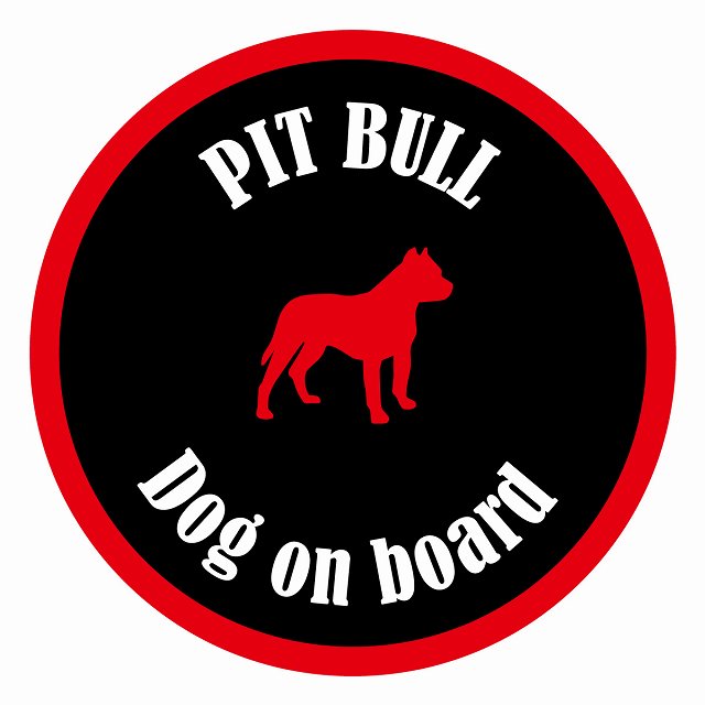 Dog on board カラフル ピットブル ブラック＆レッド 直径13cm 丸型 シール カーステッカー