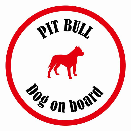 Dog on board カラフル ピットブル ホワイト＆レッド 直径13cm 丸型 シール カーステッカー