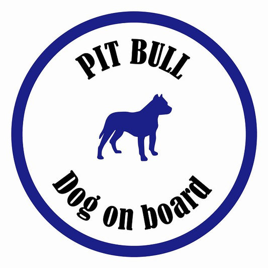 Dog on board カラフル ピットブル ホワイト＆ネイビー 直径13cm 丸型 シール カーステッカー