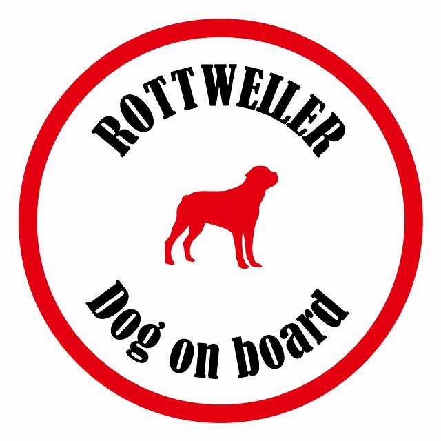 Dog on board カラフル ロットワイラー ホワイト＆レッド 直径13cm 丸型 シール カーステッカー