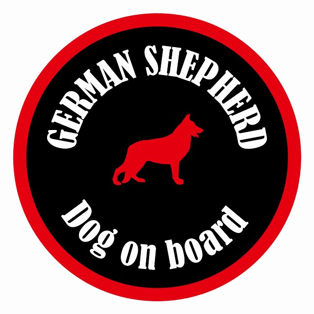 Dog on board カラフル シェパード ブラック＆レッド 直径13cm 丸型 シール カーステッカー