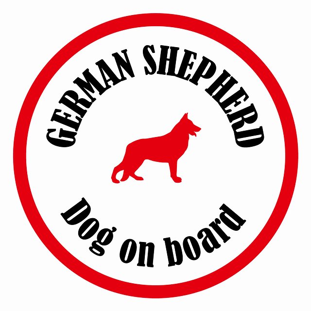 Dog on board カラフル シェパード ホワイト＆レッド 直径13cm 丸型 シール カーステッカー