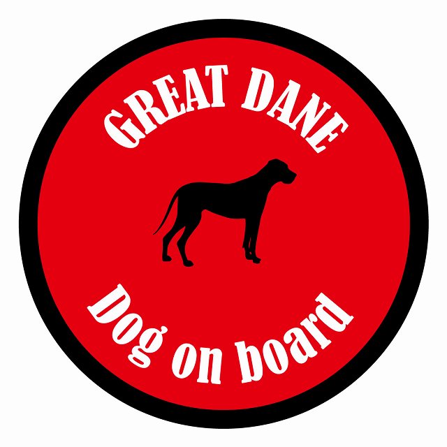 Dog on board カラフル グレートデン レッド＆ブラック 直径13cm 丸型 シール カーステッカー