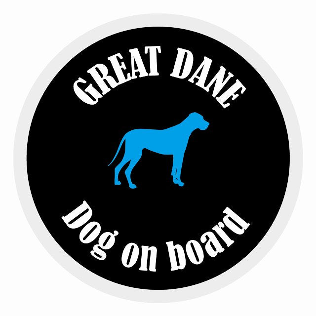 Dog on board カラフル グレートデン ブラック＆ホワイト 直径13cm 丸型 シール カーステッカー