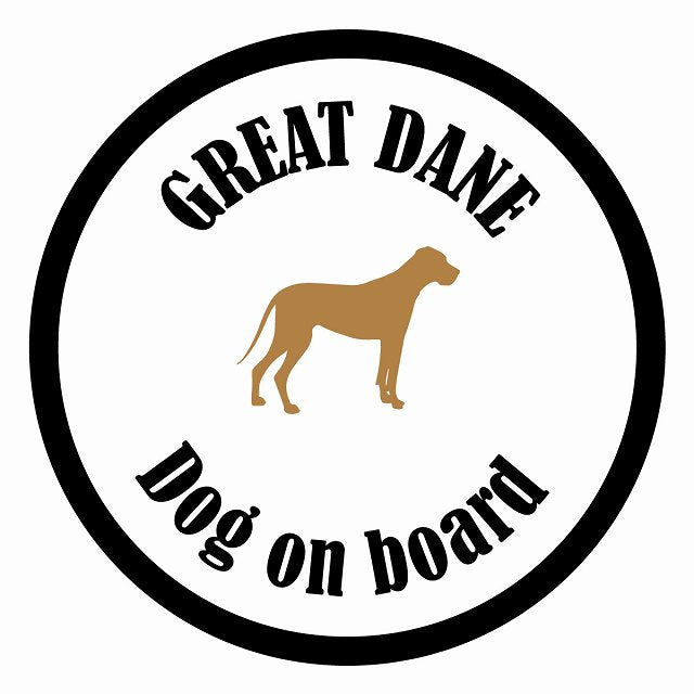 Dog on board カラフル グレートデン ホワイト＆ブラック 直径13cm 丸型 シール カーステッカー